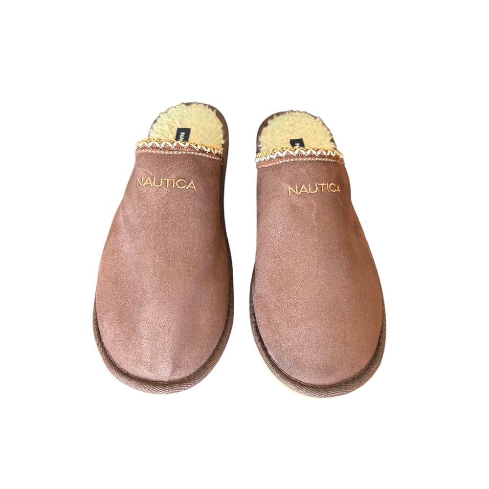 Nautica brown sz 11 suede walking every day sherpa lined slippers